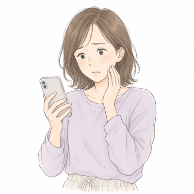 写真を見てフェイスラインを気にする女性